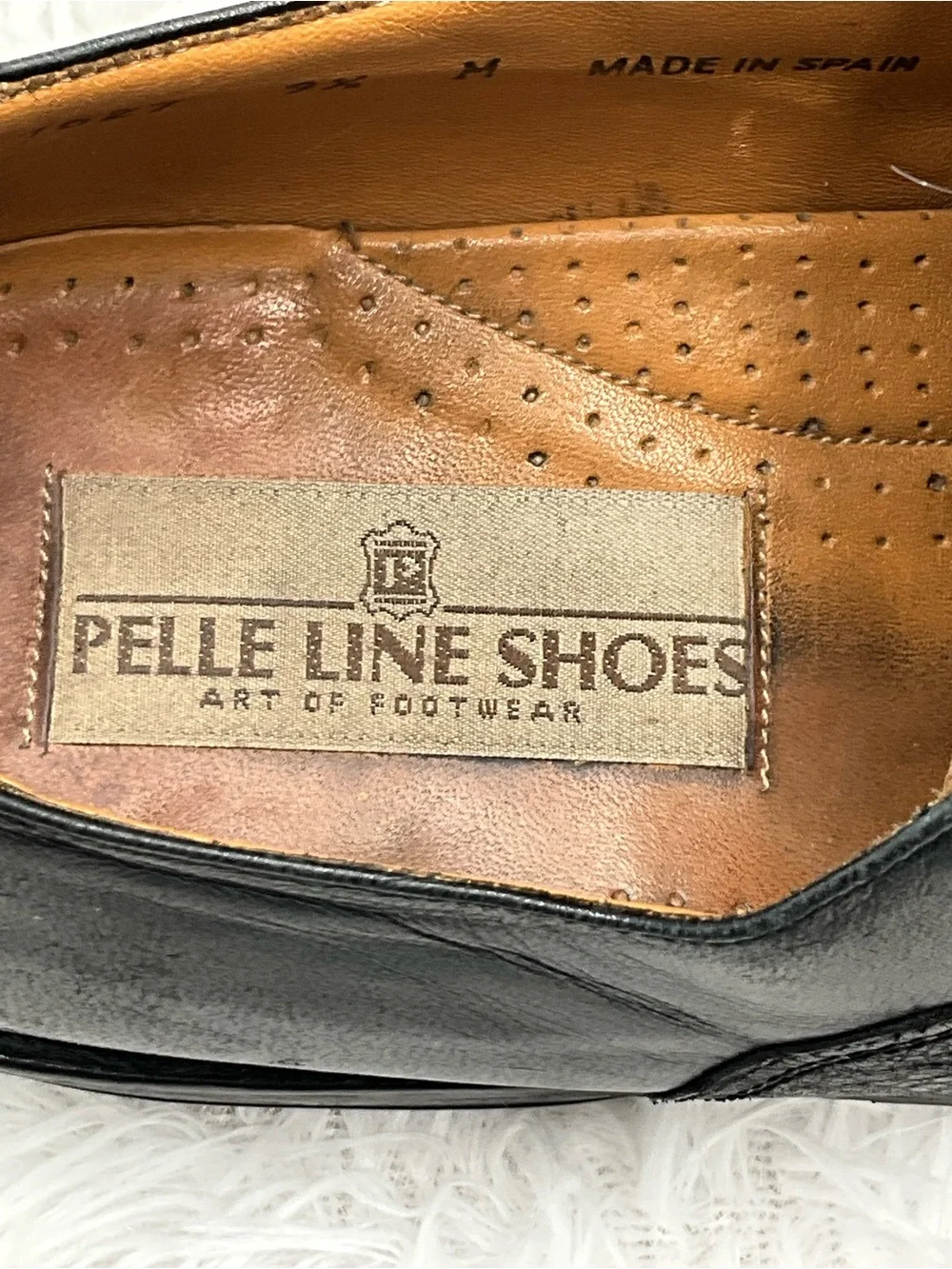 Pelle Line Shoes Oxfords Size 9.5 Black Leather Cat’s Paw Heel Made in Spain